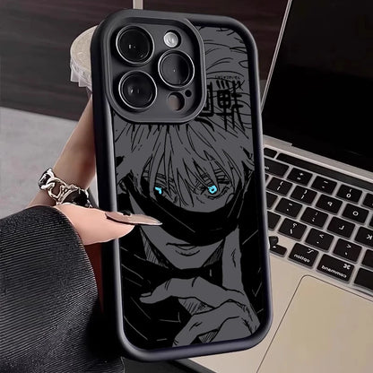 Anime Jujutsu Kaisen Cool For Apple iPhone 15 14 13 12 11 XS XR X 8 7 Pro Max Plus Soft Eye Ladder Phone Case Cover