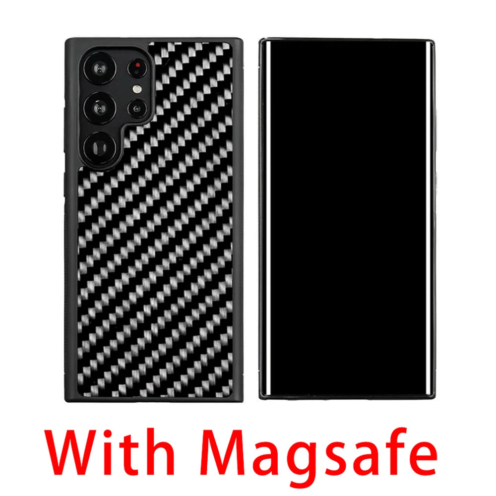 Anti-Slip Forged Carbon Fiber Case for Samsung Galaxy S20/S21/S22/S23/S24 – Soft TPU Cover