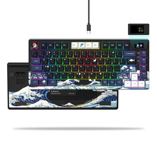 Wired Mechanical Gaming Keyboard – OLED Display, Full Key Hot-Swappable, RGB Backlit for PC/Laptop