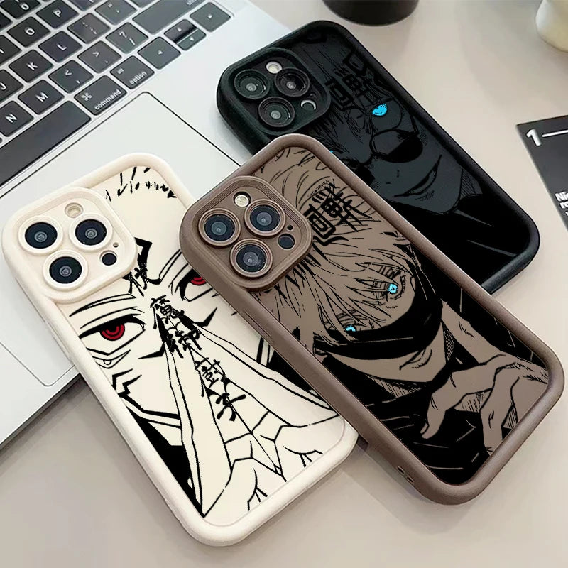 Anime Jujutsu Kaisen Cool For Apple iPhone 15 14 13 12 11 XS XR X 8 7 Pro Max Plus Soft Eye Ladder Phone Case Cover