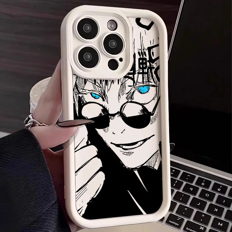 Anime Jujutsu Kaisen Cool For Apple iPhone 15 14 13 12 11 XS XR X 8 7 Pro Max Plus Soft Eye Ladder Phone Case Cover