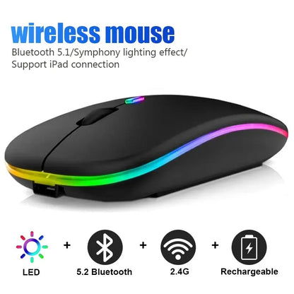 RGB Wireless Bluetooth Gaming Mouse – Rechargeable, LED, 3600DPI, Ergonomic