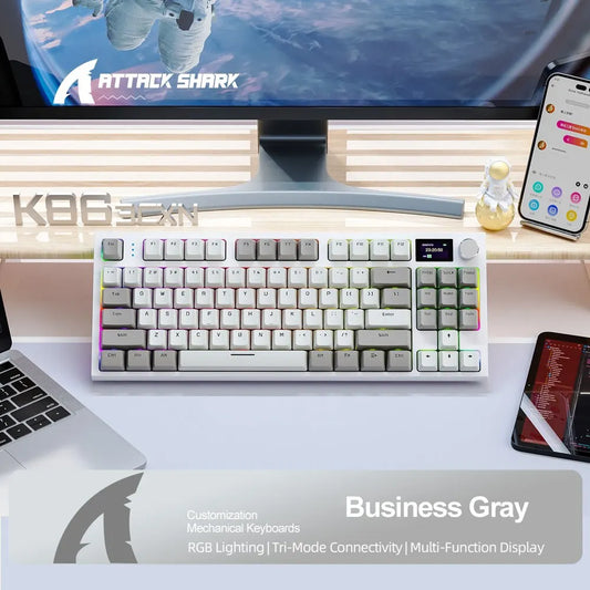 K86 Wireless Hot-Swappable Mechanical Keyboard – Bluetooth/2.4G with Display Screen and Volume Rotary Button for Gaming and Work