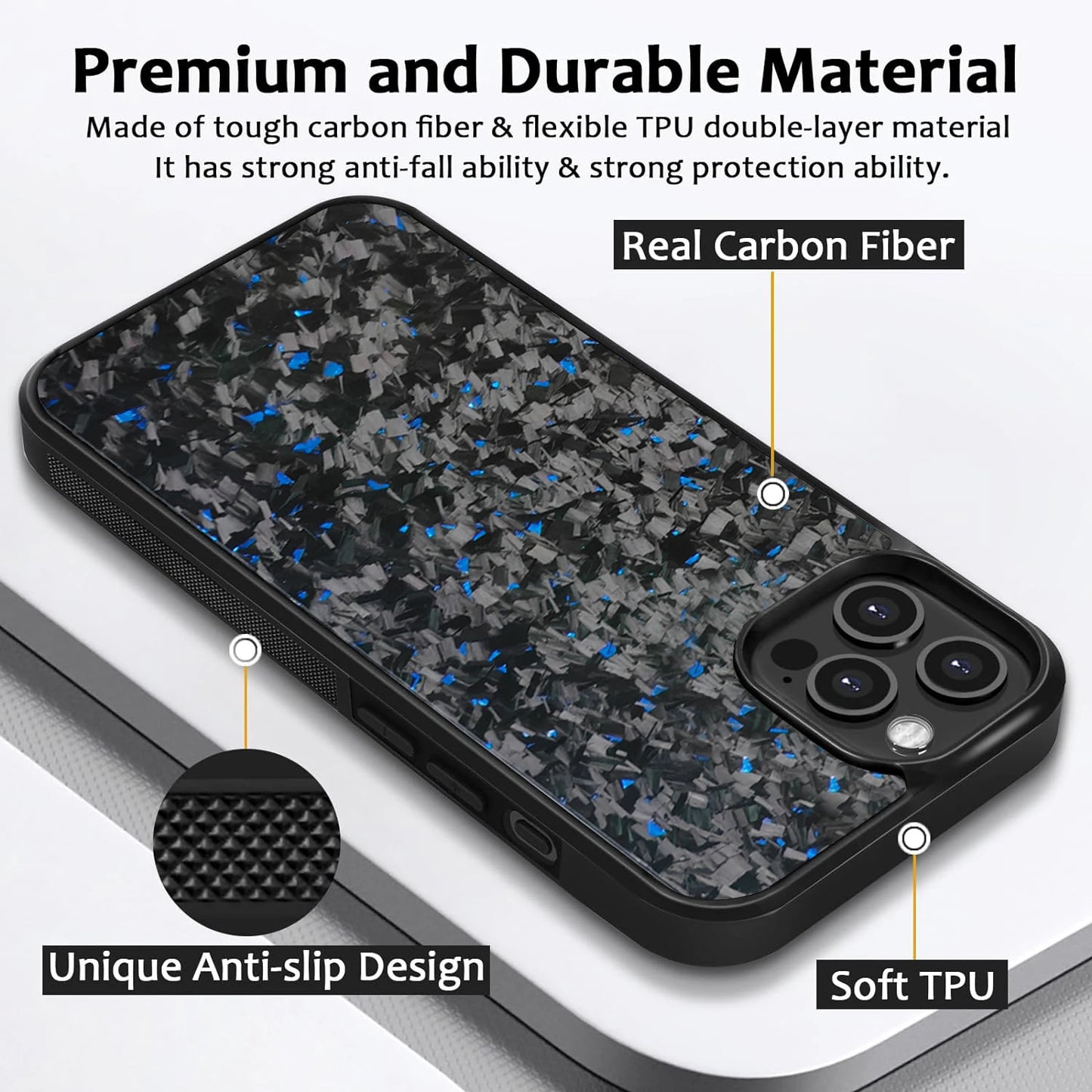 Luxury Gloss Real Carbon Fiber Armor Case for iPhone 11/12/13/14/15 Pro Max – Shockproof, Wireless Charging Compatible