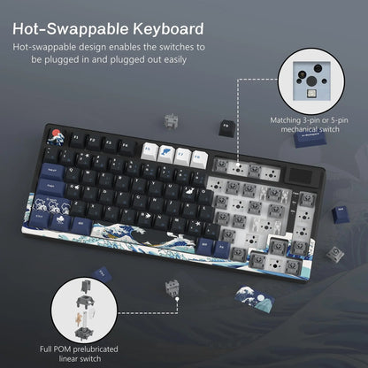 Wired Mechanical Gaming Keyboard – OLED Display, Full Key Hot-Swappable, RGB Backlit for PC/Laptop