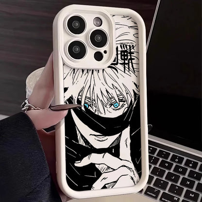 Anime Jujutsu Kaisen Cool For Apple iPhone 15 14 13 12 11 XS XR X 8 7 Pro Max Plus Soft Eye Ladder Phone Case Cover