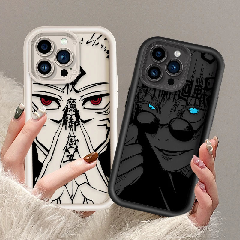 Anime Jujutsu Kaisen Cool For Apple iPhone 15 14 13 12 11 XS XR X 8 7 Pro Max Plus Soft Eye Ladder Phone Case Cover