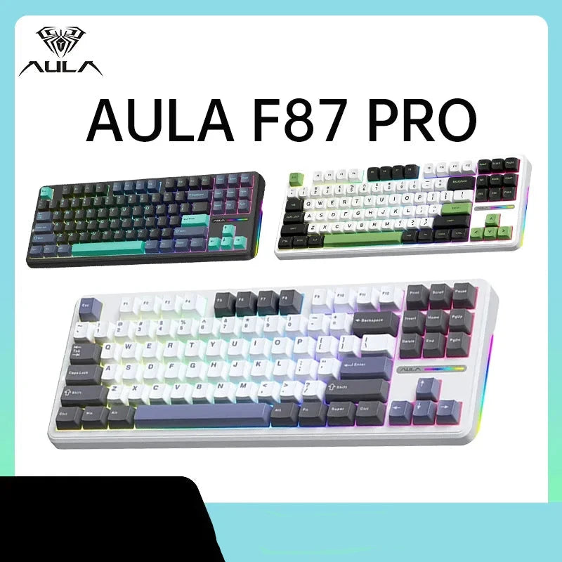 Aula F87 PRO Tri-Mode Mechanical Keyboard – 87 Keys, RGB, Hotswap, 2.4G/USB/Bluetooth