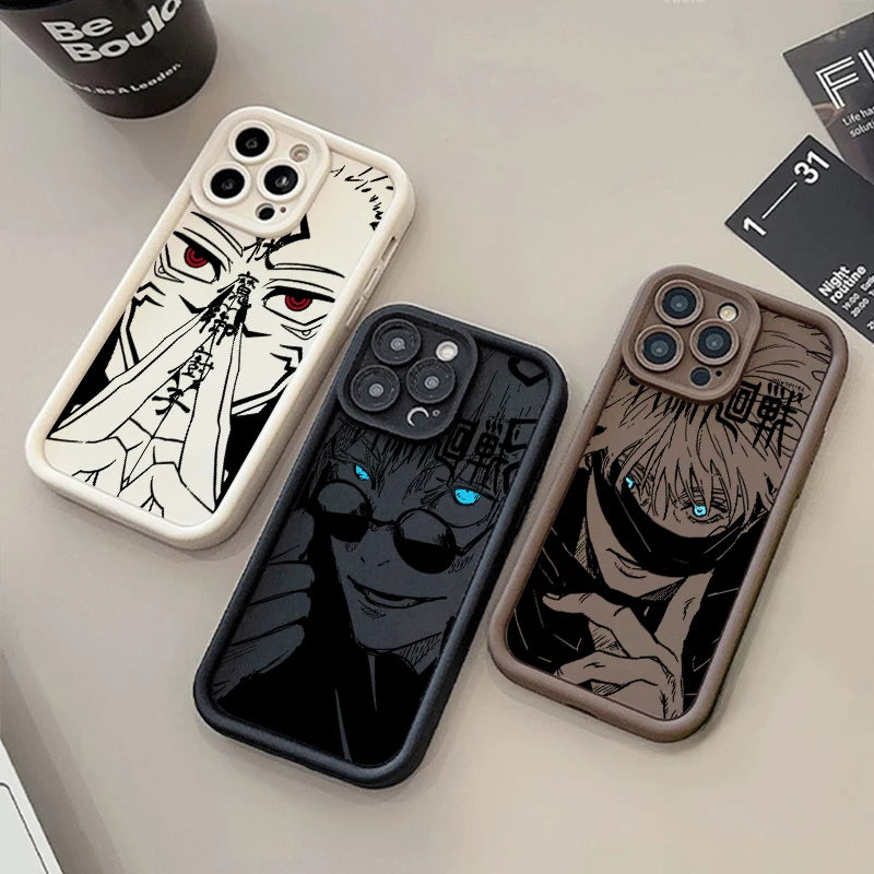 Anime Jujutsu Kaisen Cool For Apple iPhone 15 14 13 12 11 XS XR X 8 7 Pro Max Plus Soft Eye Ladder Phone Case Cover