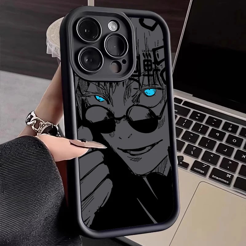 Anime Jujutsu Kaisen Cool For Apple iPhone 15 14 13 12 11 XS XR X 8 7 Pro Max Plus Soft Eye Ladder Phone Case Cover