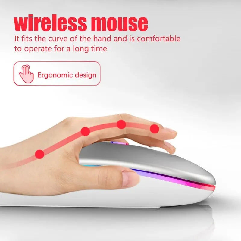 RGB Wireless Bluetooth Gaming Mouse – Rechargeable, LED, 3600DPI, Ergonomic